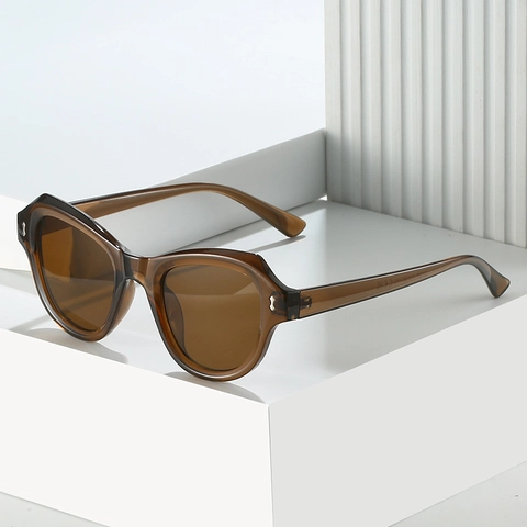 Retro Cat Eye Sonnenbrille Für Damen UV400 Schutz PC Rahmen Mode Quadratisch Oval Sonnenbrille Mit Metallnieten Trendige Eyewear