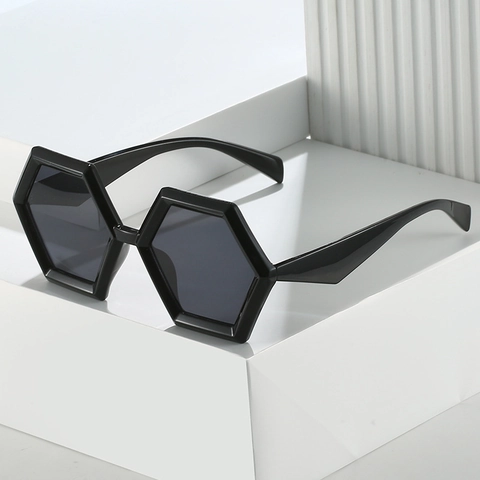 Hexagon Sunglasses Geometric Large Frame UV400 Protection PC Retro Outdoor Eyewear For Women Men