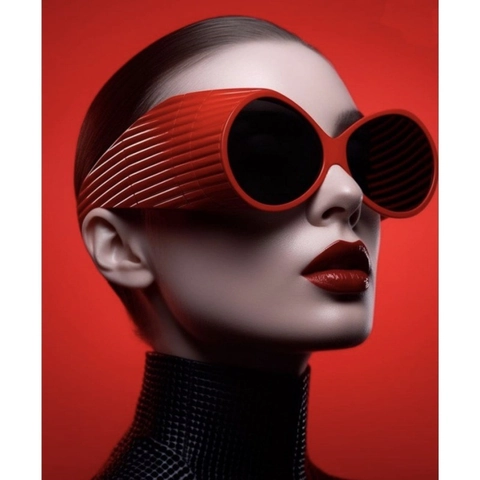 Vintage Round Oversized Sunglasses PC Ribbed Texture Side Shields UV400 Protection Fashion Eyewear Unisex