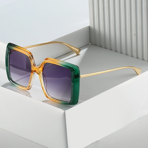 Oversized Square Sunglasses Fashion Vintage Retro PC Frame Metal Legs UV400 Gradient Lenses Travel Party For Women