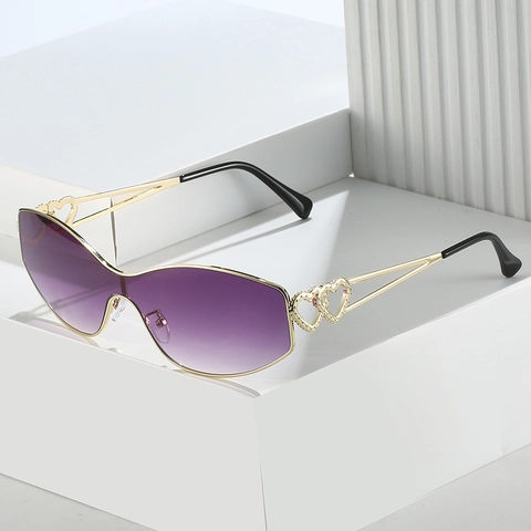 Gafas De Sol De Corazón Extragrandes Protección UV400 Y2K Retro Sin Montura Marco De Metal Ojo De Gato Para Mujer