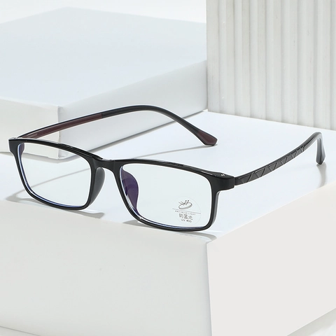 Anti Blue Light Glasses Square PC Frame UV400 Protection Retro Business Eyeglass Frame Rhombus Texture Temples Unisex