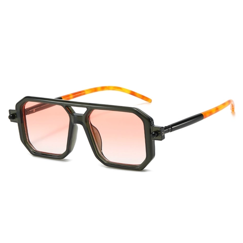 Retro Geometric Square Sunglasses For Women Men Fashion Double Bridge UV400 Protection PC Frame AC Lens Stylish Eyewear