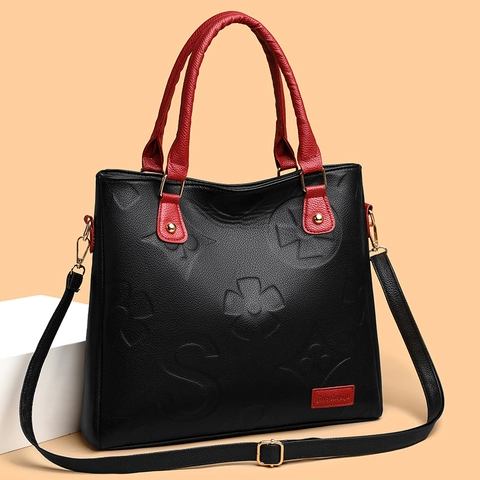 Borsa A Mano Tote Da Donna In Pelle PU Goffrata Motivo Floreale Grande Capacità Borsa A Tracolla Con Tracolla Rimovibile