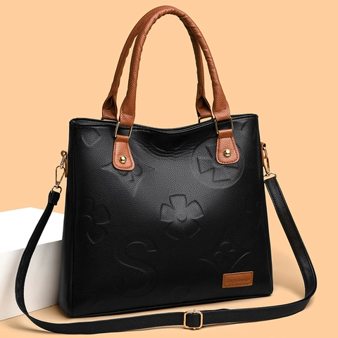 Borsa A Mano Tote Da Donna In Pelle PU Goffrata Motivo Floreale Grande Capacità Borsa A Tracolla Con Tracolla Rimovibile