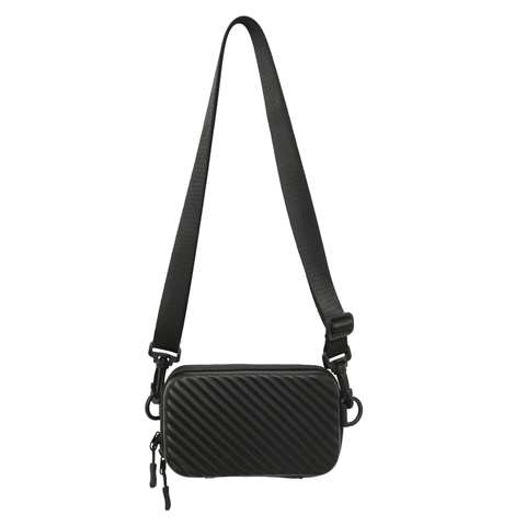 Mini Bolso Bandolera Estilo Maleta Rígido Textura Rayada Bolsa Para Teléfono Doble Cremallera Bolso De Hombro Moderno