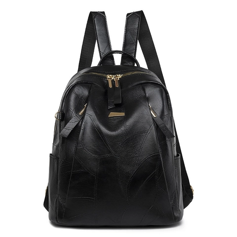 Vintage PU Leather Backpack Large Capacity Anti Theft Waterproof School Travel Casual Daypack For Women Fashion Plain