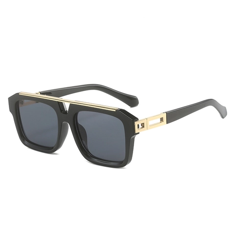 Vintage Vierkante Zonnebril Voor Heren Dames Metalen Dubbele Brug UV400 Bescherming Oversized Retro Bril