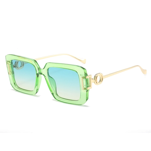 Women Square Sunglasses UV400 Protection Plastic Frame Metal Temples Gradient Lenses Trendy Retro Fashion Oversized Eyewear