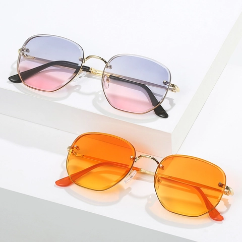 Lunettes De Soleil Polygone Monture Métal Plastique UV400 PC Verres Dégradés Mode Unisexe Style Géométrique