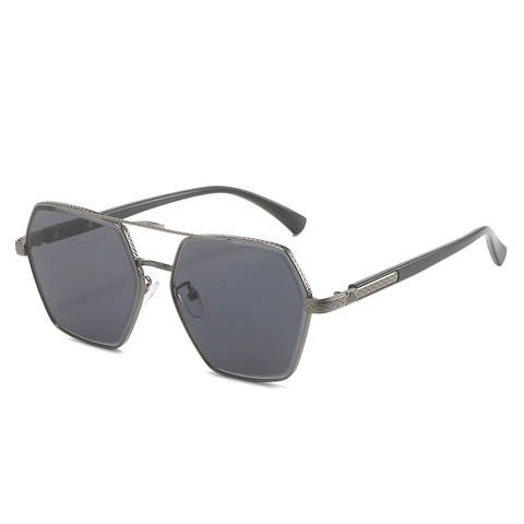 Vintage Square Hexagonal Sunglasses Metal Frame Double Bridge UV Protection Eyewear For Men Women