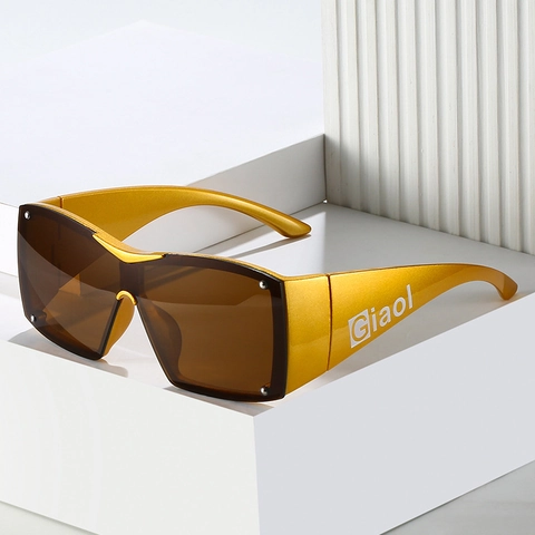 Gafas De Sol Escudo De Gran Tamaño Con Montura PC Protección UV400 Estilo Hip-Hop Y2K Decoración De Remaches Moda Para Mujeres Hombres