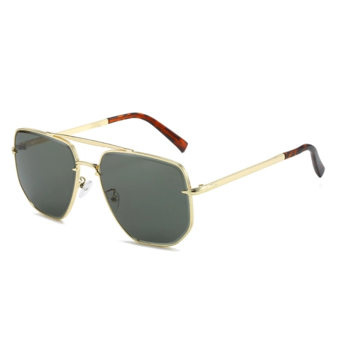 Square Metal Frame Sunglasses UV400 Protection Double Bridge Retro Aviator Style For Men Women