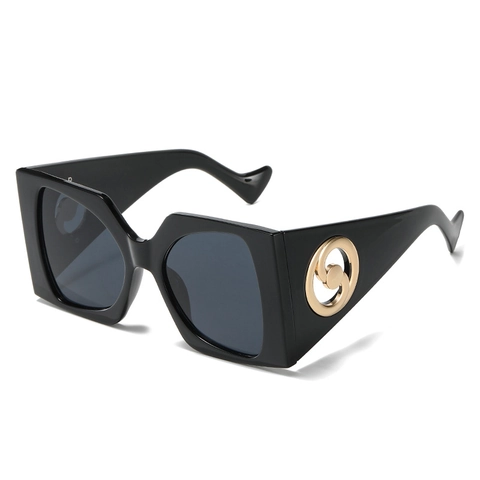Fashion Oversized Square Sunglasses UV Protection PC Lens Metal Detail Unique Gradient Frame For Women