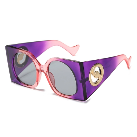 Fashion Oversized Square Sunglasses UV400 Protection Vintage Jelly Color PC Frame Metal Decor Eyewear For Women
