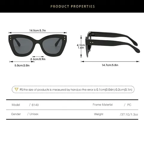 Retro Cat Eye Sunglasses Fashion Jelly Color PC Frame UV400 Protection Gradient Lens Metal Rivets Trendy Unisex Eyewear