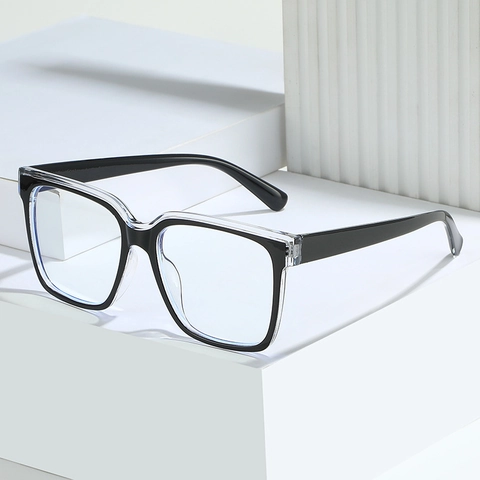 Square Anti Blue Light Glasses TR90 Frame Contrast Color Fashion Optical Eyewear Plain Eyeglasses For Men Women