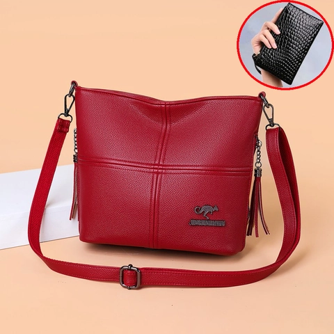 Borsa Tracolla Donna Pelle PU Trama Litchi Nappa Grande Capacità Borsa A Spalla Con Portafoglio Versatile Morbida Elegante