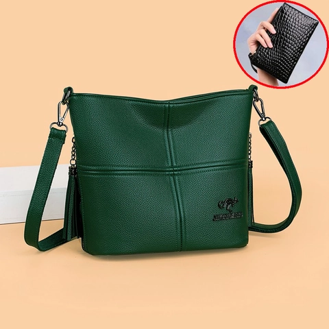Borsa Tracolla Donna Pelle PU Trama Litchi Nappa Grande Capacità Borsa A Spalla Con Portafoglio Versatile Morbida Elegante