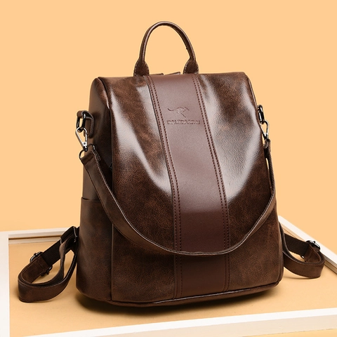 Sac À Dos Femme Mode Cuir PU Grande Capacité Antivol Voyage Décontracté Sac À Dos Texture Souple Élégant Pour Dame
