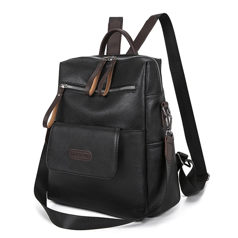 Sac À Dos Femme En Cuir PU Mode Grande Capacité Multi Poches Anti Vol Sac De Voyage Imperméable Sac À Bandoulière