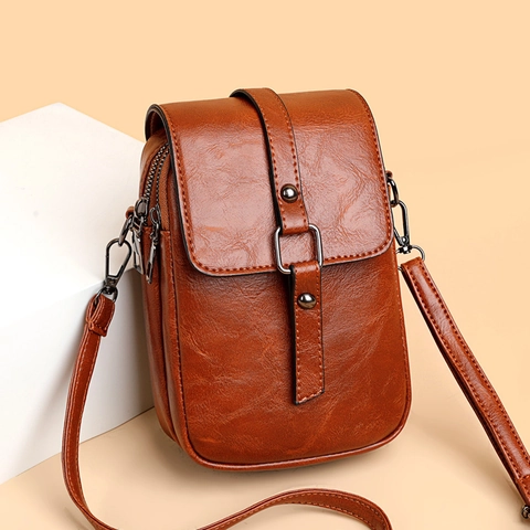 Women PU Leather Crossbody Bag Simple Fashion Shoulder Bag Lightweight Casual Small Square Phone Pouch Soft Woven Texture