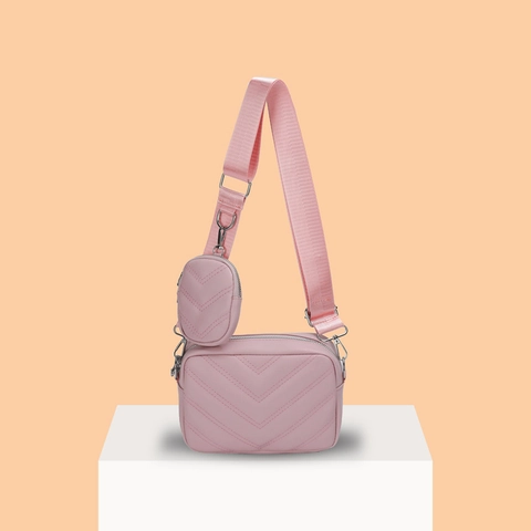 Borsa A Tracolla Trapuntata Chevron Con Portamonete Rotondo Rimovibile Pelle PU Tracolla Larga Regolabile Borsa Alla Moda
