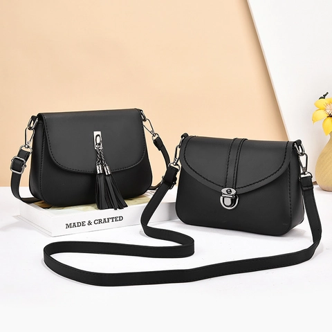 Umhängetasche Damen PU Leder Vintage Quasten Dekoration Quadratische Satteltasche Mit Verstellbarem Riemen Alltag