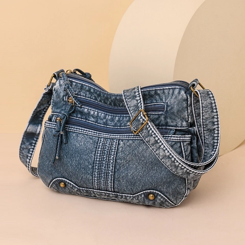 Borsa A Tracolla Da Donna Pelle PU Lavata Tasche Multiple Con Cerniera Casual Retrò Borsa A Spalla Grande Capacità Tracolla Regolabile