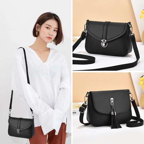 Umhängetasche Damen PU Leder Vintage Quasten Dekoration Quadratische Satteltasche Mit Verstellbarem Riemen Alltag