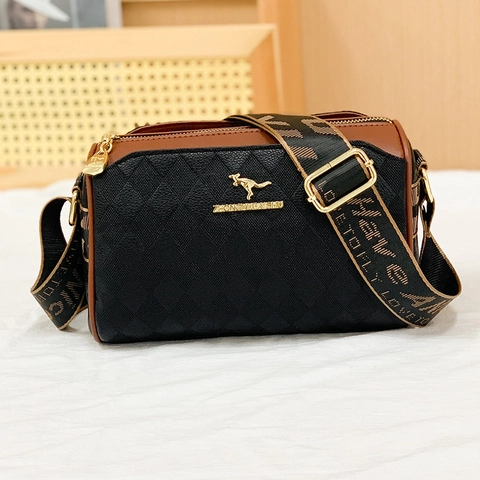 Borsa A Tracolla Da Donna Motivo A Rombi Pelle PU Design Patchwork Ampia Tracolla In Jacquard Borsa Di Moda Casual