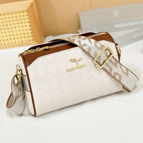 Borsa A Tracolla Da Donna Motivo A Rombi Pelle PU Design Patchwork Ampia Tracolla In Jacquard Borsa Di Moda Casual