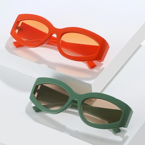 Occhiali Da Sole Ovali Occhio Di Gatto Retrò Montatura Spessa PC Protezione UV400 Moda Y2K Uomo Donna