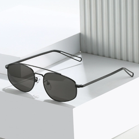 Lunettes De Soleil Aviateur Hexagonales Rétro Monture Métal Protection UV400 Double Pont Tendance Unisexe