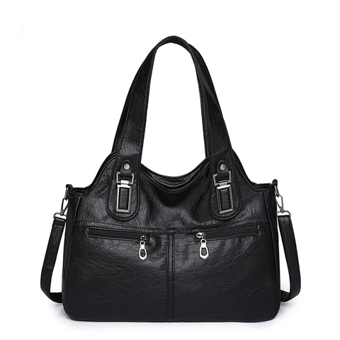 Borsa A Mano Da Donna Grande Capacità Morbida Pelle PU Trama Litchi Multi Tasca Borsa A Tracolla Casual Tote Bag