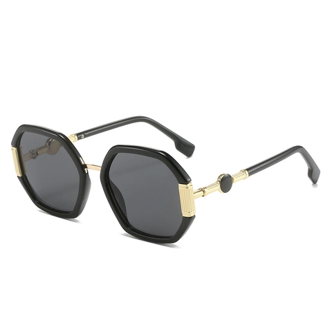 Oversize Polygon Sonnenbrille Für Damen PC Metallrahmen Verlaufsgläser UV400 Schutz Retro Mode Brillen Outdoor