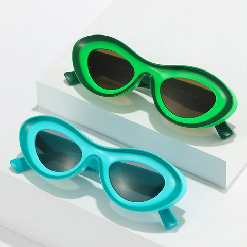 Gafas De Sol Ovaladas Retro Montura PC Protección UV400 Estilo Hip Hop Y2K Gruesas Color Contrastado Unisex
