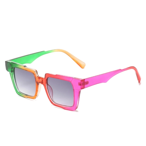 Square Sunglasses PC Frame UV400 Protection Gradient Lenses Rainbow Hip Hop Fashion For Women Men
