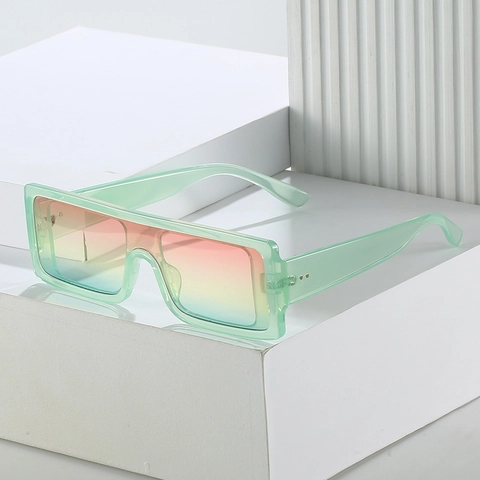 Oversized Rectangle Sunglasses Retro Integrated Flat Top Candy Color UV400 Protection Fashion Eyewear Women Men