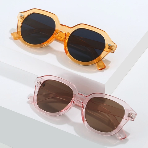 Lunettes De Soleil Rétro Vintage Pour Femmes Hommes Monture PC Protection UV400 Nuances Rondes Mode Voyage