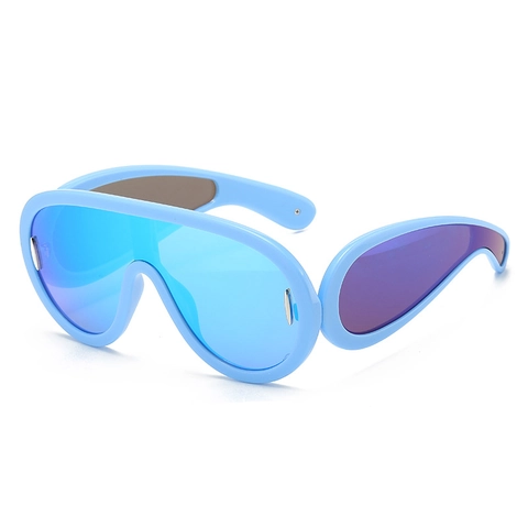 Occhiali Da Sole Shield Oversized Futuristici Montatura PC Protezione UV400 Cyberpunk Y2K Hip Hop Esterno Unisex