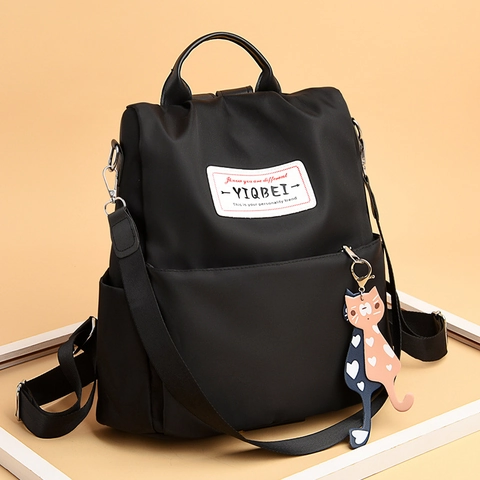 Damen Mode Rucksack Wasserdichtes Oxford Gewebe Anti-Diebstahl Design Mit Katzenanhänger Für Freizeit Reisen Schule