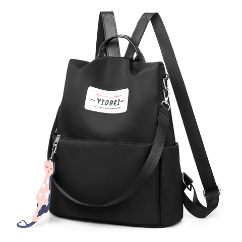 Zaino Da Donna In Tessuto Oxford Impermeabile Antifurto Grande Capacità Borsa Da Viaggio Con Ciondolo A Gatto Moda Casual