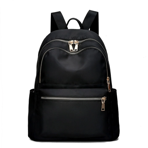 Damen Oxford Tuch Rucksack Wasserdicht Diebstahlschutz Große Kapazität Reisetasche Mode Stadt Minimalistisch Schwarz Gold Reißverschluss