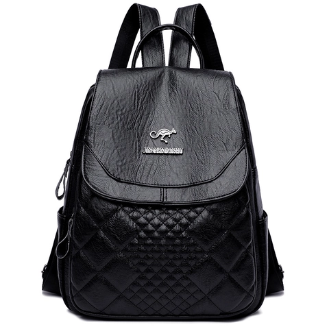 Mochila De Moda Para Mujer Cuero PU Acolchado Gran Capacidad Impermeable Antirrobo Vintage Viaje Casual Daypack