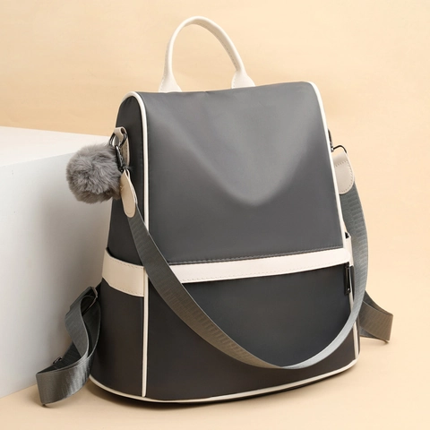 Zaino Da Donna In Tessuto Oxford Antifurto Grande Capacità Viaggio Pendolare Borsa A Tracolla Moda Minimalista Con Palla Di Peluche