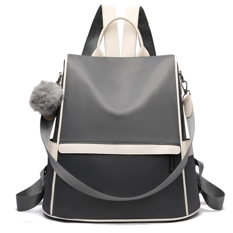 Zaino Da Donna In Tessuto Oxford Antifurto Grande Capacità Viaggio Pendolare Borsa A Tracolla Moda Minimalista Con Palla Di Peluche