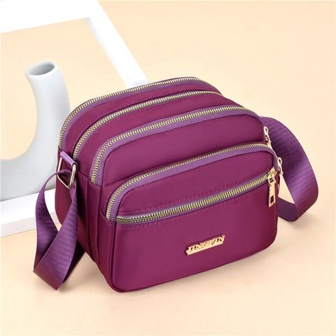 Borsa Tracolla Nylon Donna Tasche Cerniera Multistrato Impermeabile Grande Capacità Borsa Spalla Casual Versatile