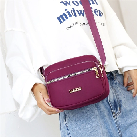 Borsa Tracolla Nylon Donna Tasche Cerniera Multistrato Impermeabile Grande Capacità Borsa Spalla Casual Versatile