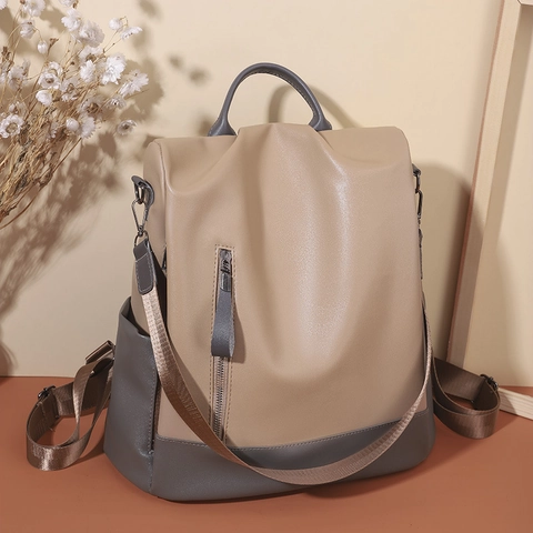 Zaino Da Donna In Pelle PU Antifurto Grande Capacità Viaggio Moda Casual Zainetto Con Tracolla Rimovibile